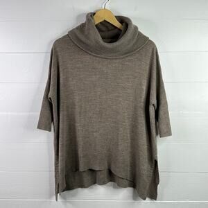 SWEET ROMEO Tan Oatmeal Cowl Neck Pullover Sweater Top Shirt Size Small